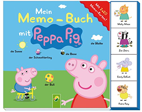 Mein Memo-Buch mit Peppa Pig. Mit 2 x 20 Memo-Karten: Spielerisch neue Wörter zu Kindergarten, Spielplatz und Einkaufen lernen. Für Kinder ab 3 Jahren von Schwager und Steinlein