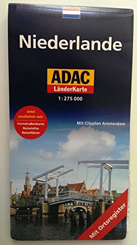 ADAC Länderkarte Niederlande 1:300.000: Registerheft: Legende, Citypläne, Ortsregister mit Postleitzahlen; Karte: Sehenswürdigkeiten, Natur- und Nationalparks, landschaftlich schöne Strecken