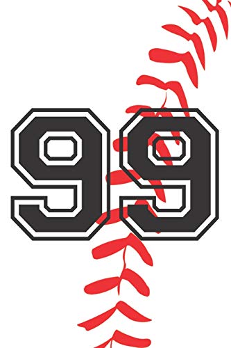 99 Journal: A Baseball Jersey Number #99 Ninety Nine Notebook For Writing And Notes: Great Personalized Gift For All Players, Coaches, And Fans (White Red Black Ball Laces Print) von Independently published