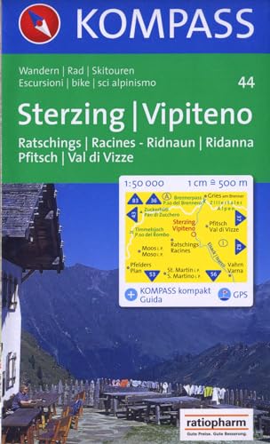 Sterzing, Vipiteno: Ratschings/Racines, Ridnaun/Ridanna, Pfitsch/Val di Vizze. Wander-, Bike- und Skitourenkarte. 1:50.000. GPS-genau