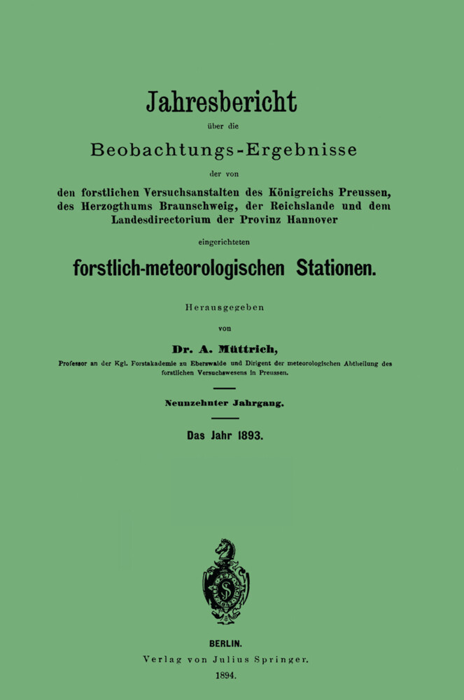 Jahresbericht über die Beobachtungs - Ergebnisse von Springer Berlin Heidelberg