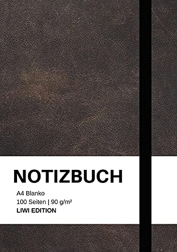 Notizbuch A4 blanko - 100 Seiten 90g/m² - Soft Cover Schwarz - FSC Papier: Notebook A4 weißes Papier unliniert von LIWI Literatur- und Wissenschaftsverlag