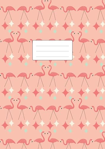 Notizbuch A4 - Liniert und ohne Rand: 100 linierte Seiten | Lineatur 21 Notizheft | Softcover Matt | Perfekt als Tagebuch, Schulheft, Collegeblock, Journal, Kladde, Heft für Notizen | Flamingo