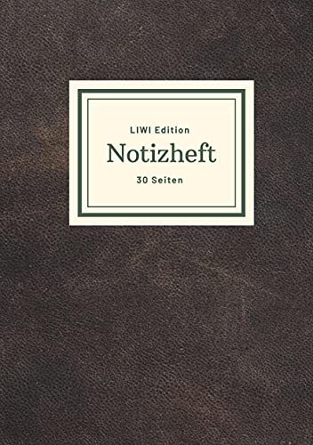Dünnes Notizheft A5 liniert - Notizbuch 30 Seiten 90g/m² - Softcover schwarz - FSC Papier: Notebook A5 liniert - weißes Papier
