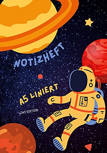 Dünnes Notizheft für Kinder - A5 liniert - Softcover Astronaut - FSC Papier: Notebook A5 liniert - weißes Papier