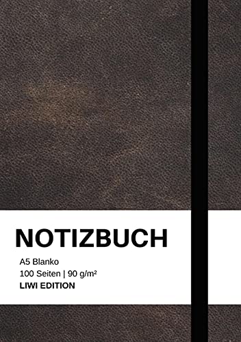 Notizbuch A5 blanko - 100 Seiten 90g/m² - Soft Cover Schwarz - FSC Papier: Notebook A5 blanko