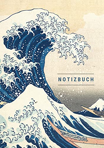 Notizbuch klein A5 Blanko - Notizheft 44 Seiten 90g/m² - Softcover Hokusai "Die große Welle vor Kanagawa" - FSC Papier: Notebook A5 Blanko weißes Papier