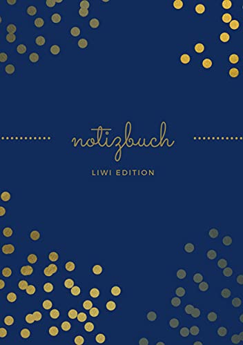Notizbuch schön A5 liniert - 100 Seiten 90g/m² - Soft Cover goldene Punkte blau - FSC Papier: Notebook - A5 lined - white paper