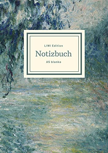 Notizbuch schön gestaltet mit Leseband - A5 Hardcover blanko - 100 Seiten 90g/m² - Motiv ¿Morgen an der Seine¿, Monet - FSC Papier: Notebook A5 - Hardcover blanko - Claude Monet - Morning on the Seine