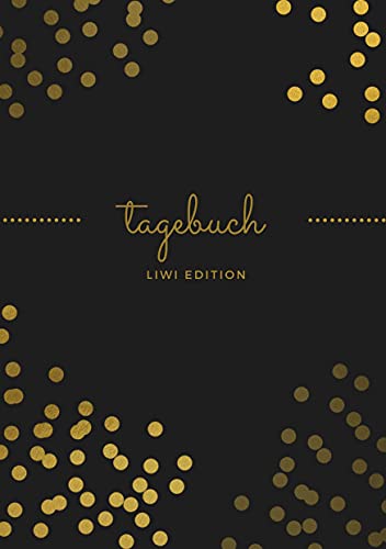 Tagebuch schön A5 liniert - 100 Seiten 90g/m² - Soft Cover goldene Punkte schwarz - FSC Papier: Diary - A5 lined - white paper