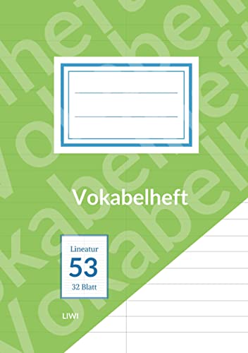 Vokabelheft A5 liniert - Lineatur 53 - 2 Spalten - 32 Blatt - FSC Papier: Papierqualität 90 g/m² - geeignet für Tinte - Umschlagfarbe: grün