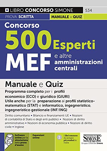 Concorso 500 Esperti MEF e altre amministrazioni centrali (Concorsi e abilitazioni) von Edizioni Simone