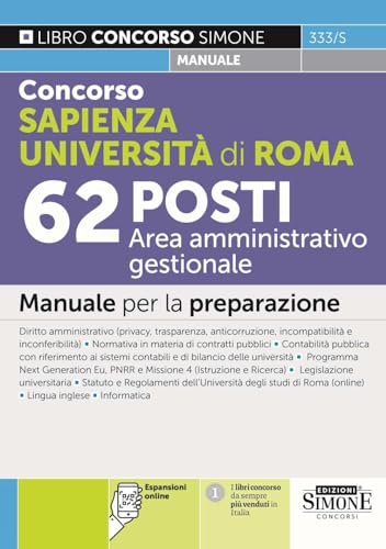 Concorso Sapienza Università di Roma 62 posti Area amministrativo gestionale. Manuale per la preparazione (Concorsi e abilitazioni) von Edizioni Simone