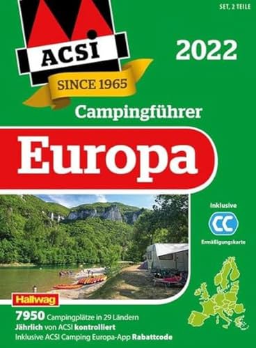ACSI Campingführer Europa 2022: in 2 Bänden inkl. ACSI CampingCard Ermässigungskarte und ACSI Camping Europa-App Rabattcode (Coverdesign variiert) (Hallwag ACSI Campingführer)