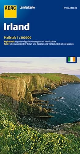 ADAC Länderkarte Irland 1:300.000: Register: Legende, Citypläne, Ortsregister mit Postleitzahlen. Karte: Sehenswürdigkeiten, Natur- und Nationalparks, ... schöne Strecken (ADAC LänderKarten)