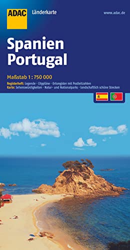 ADAC Länderkarte Spanien, Portugal 1:750.000: Register: Legende, Citypläne, Ortsregister mit Postleitzahlen. Karte: Sehenswürdigkeiten, Natur- und ... schöne Strecken (ADAC LänderKarten)