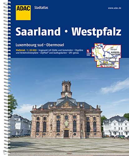 ADAC Stadtatlas Saarland, Westpfalz 1:20.000: mit Luxemburg Sud, Obermosel