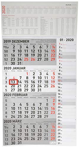 4-Monatskalender Kombi 2020 - Wandkalender - Bürokalender (33 x 63 geöffnet) - mit Datumsschieber - inkl. Jahresübersicht von Alpha Edition