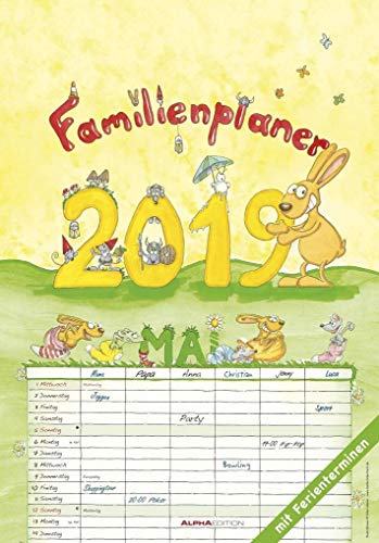 Familienplaner 2019 - Familientermine / Familientimer (24 x 34) - mit Ferienterminen - 6 Spalten - Wandplaner: by Silke Leskin
