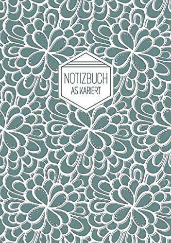 Notizbuch A5 Kariert: Softcover Matt Florales Muster Grün