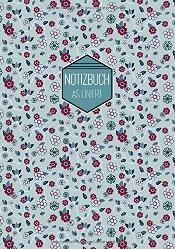Notizbuch A5 Liniert: Blumen Muster Mint Minzgrün