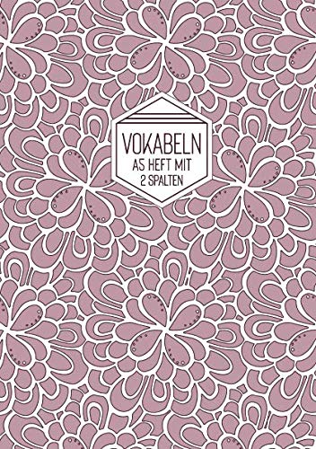 Vokabeln - A5 Heft mit 2 Spalten: Rosa Muster, Mattes Cover, 25 Blatt