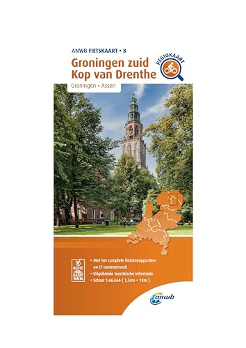 8 Groningen zuid Kop van Drenthe (Groningen /Assen); .: Fietskaart mit Radwegen (Fietskaarten, Band 8) von ANWB