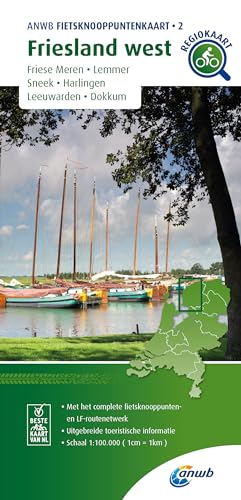 Friesland west (Friese Meren / Lemmer / Sneek / Harlingen / Leeuwarden / Dokkum) 1 : 100 000: Fietsknooppenuntenkaarten (Knooppuntkaarten, Band 2) von ANWB Media Inside Sales