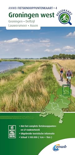 Groningen west (Groningen / Delfzijl / Lauwersmeer / Assen) 1 : 100 000: Fietsknooppenuntenkaarten (Knooppuntkaarten, Band 4)