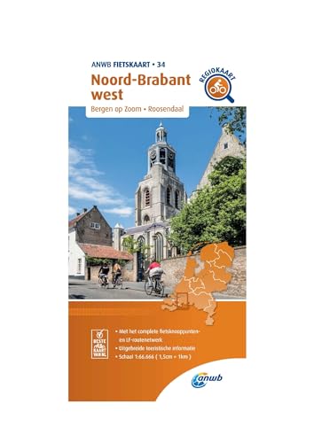 34 Noord-Brabant west (Bergen op Zoom/Roosendaal): Fietskaart mit Radwegen (Fietskaarten, Band 34) von ANWB