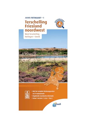 1 Terschelling Friesland noordwest (West-Terschelling/Harling): Fietskaart mit Radwegen (Fietskaarten, Band 1) von ANWB