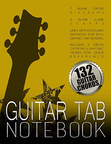 Guitar Tab Notebook: Guitar Tab Manuscript Paper / 132 Guitar Chords for Reference / Tablature Sheet Music Staff / 7 Blank Chord Diagrams / Six 6-Line ... /Manuscript Composition Paper 8.5x11 inch
