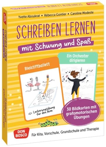 Schreiben lernen mit Schwung und Spaß. 30 Bildkarten mit grafomotorischen Übungen: Für Kita, Vorschule, Grundschule und Therapie. Spielerisch zur ... fördern und sichern. Übungen und Spiele)