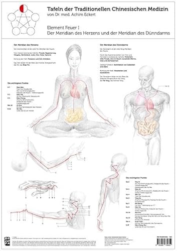 Element Feuer I: Tafel der Traditionellen Chinesischen Medizin: Der Meridian des Herzens und der Meridian des Dünndarms von BACOPA