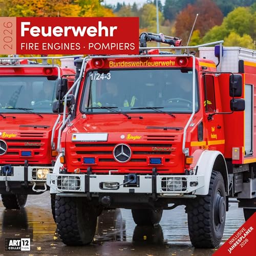 Feuerwehr Broschürenkalender 2026 - 30x30 - Art12 | Hochwertiger Feuerwehr-Kalender im schlanken Hochformat (aufgeklappt 30x60 cm) | zum Eintragen von "Ackermann Kunstverlag"