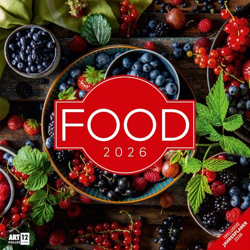 Food Broschürenkalender 2026 - 30x30 - Art12 | Stilvoller Küchen-Kalender im schlanken Hochformat (aufgeklappt 30x60 cm) | mit Eintrage-Kalendarium von "Ackermann Kunstverlag"