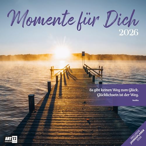 Momente für Dich Broschürenkalender 2026 - 30x30 - Art12 | Stilvoller Inspirationskalender im schlanken Hochformat (aufgeklappt 30x60 cm) | Notizen von "Ackermann Kunstverlag"