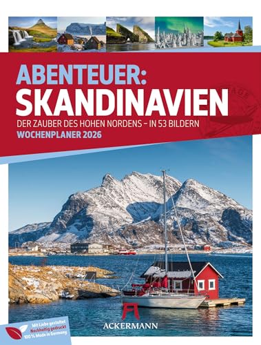 Skandinavien Wochenplaner Kalender 2026 | Der Zauber des hohen Nordens | Vielfältiger Reise-Wochenkalender im Hochformat (25x33 cm) | Norwegen & Co. von "Ackermann Kunstverlag"