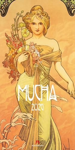 Alfons Mucha Kalender 2026 | Geschmackvoller Kunst-Kalender im schlanken Hochformat (33x66 cm) | Plakatkunst des Jugendsstils von "Ackermann Kunstverlag"