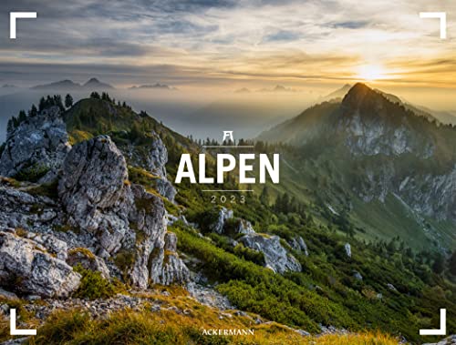 Alpen - Ackermann Gallery Kalender 2023, Wandkalender im Querformat (66x50 cm) - Großformat-Kalender / Hochwertiger Panorama-Kalender Berge und Natur