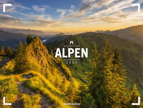 Alpen - Ackermann Gallery Kalender 2025, Wandkalender im Querformat (66x50 cm) - Großformat-Kalender / Hochwertiger Panorama-Kalender Berge und Natur