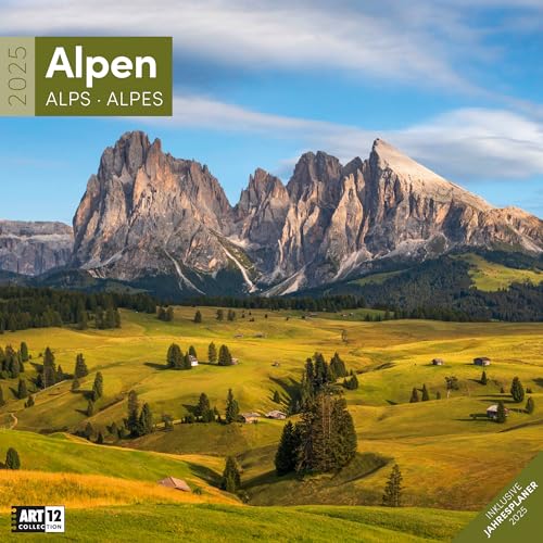 Alpen 2025, Wandkalender / Broschürenkalender im Hochformat (aufgeklappt 30x60 cm) - Art12 - Geschenk-Kalender mit Monatskalendarium zum Eintragen