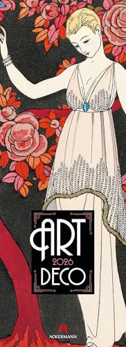 Art Deco Poster-Kalender 2026 | Stilvoller Kunst-Kalender im schlanken Hochformat (24x66 cm) | Mit Illustrationen von Georg Barbier & Co. von "Ackermann Kunstverlag"