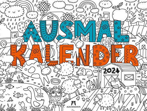 Ausmalkalender 2024, Wandkalender im Querformat (66x50 cm) - XXL-Kreativkalender zum Ausmalen, für Kinder und Erwachsene von Ackermann Kunstverlag