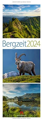 Bergzeit Kalender 2024, Triplet-Wandkalender im Hochformat (24x66 cm) - Landschaftskalender mit Alpen und Bergen für Berg-Fans & Wanderer von Ackermann Kunstverlag