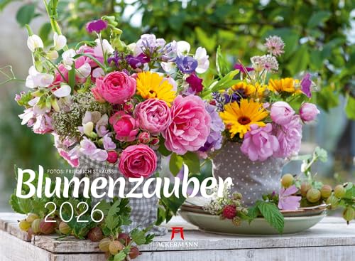 Blumenzauber Kalender 2026 | Farbenfroher Blumen-Kalender im Querformat (45x33 cm) | Für Florist:innen und Garten-Fans von "Ackermann Kunstverlag"