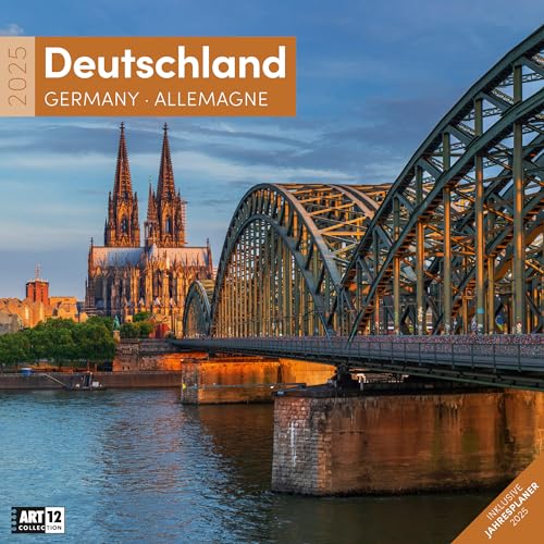 Deutschland 2025, Wandkalender / Broschürenkalender im Hochformat (aufgeklappt 30x60 cm) - Art12 - Geschenk-Kalender mit Monatskalendarium zum Eintragen