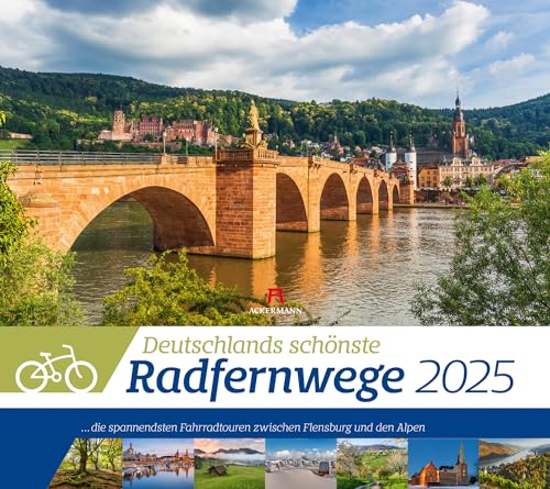 Deutschlands Radfernwege Kalender 2025, Wandkalender im Querformat (54x48 cm) - Mit Hintergrundinformationen zu den Fahrradtouren
