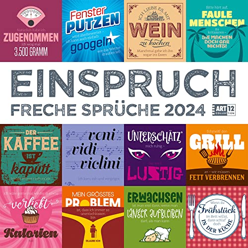 Einspruch 2024, Wandkalender / Broschürenkalender im Hochformat (aufgeklappt 30x60 cm) - Geschenk-Kalender mit Monatskalendarium zum Eintragen