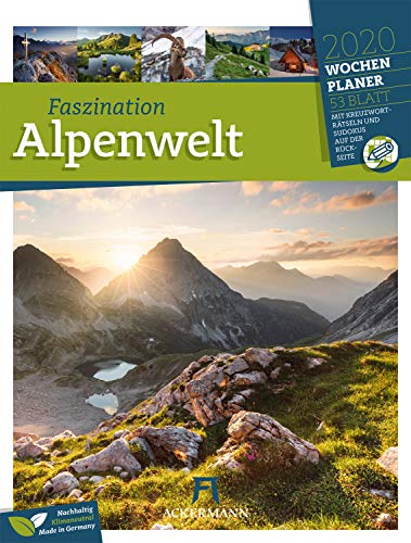 Faszination Alpenwelt - Wochenplaner 2020, Wandkalender im Hochformat (25x33 cm) - Wochenkalender mit Rätseln und Sudoku auf der Rückseite von Ackermann Kunstverlag
